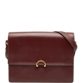 Cartier Crossbody Shoulder Bag Wine Red Bordeaux Leather Women's CARTIER