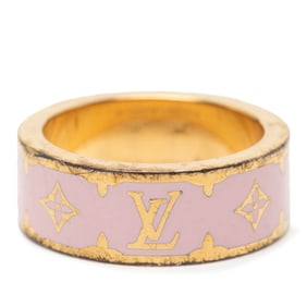 Louis Vuitton Monogram Ring, Nanogram Enamel Size M, M1566M, Gold with Pink Plated, Women's, LOUIS