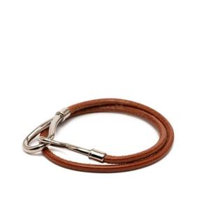 Hermes Jumbo Choker Bracelet in Brown and Silver Leather Metal for Women