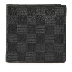 Louis Vuitton Damier Graphite Portefeuille Marco Bifold Wallet N62664 Black Leather Men's LOUIS