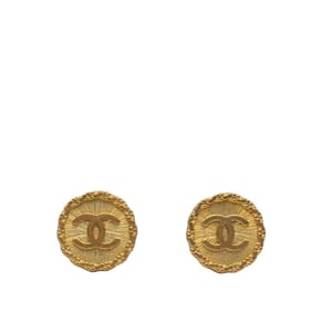 CHANEL Vintage Coco Mark Round Earrings - Gold Plated Women's