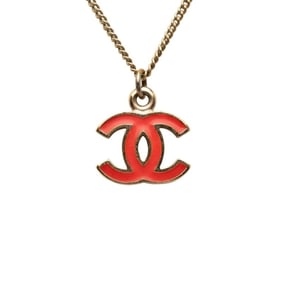 Chanel Coco Mark Pendant Necklace, Gold and Red Plated, Women's, CHANEL