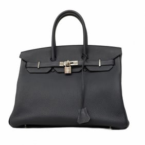 Hermes Birkin 35 Togo Blue Nuit handbag with Y stamp for women
