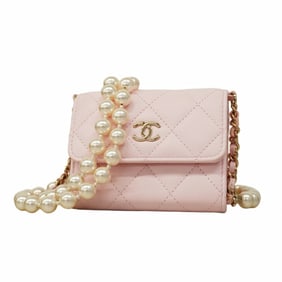 Chanel Matelasse Shoulder Bag with Chain Bag, Lambskin, Pink Champagne, Women's