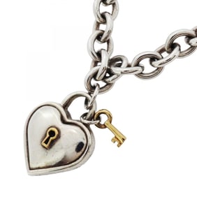 Tiffany Heart Lock Key Necklace in 18K Yellow Gold and 925 Silver for Women