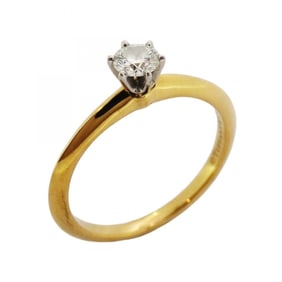 Tiffany Solitaire Ring, 1PD, 18KYG Yellow Gold, Pt950 Platinum, 0.23ct Diamond, Size 11.5, Women's