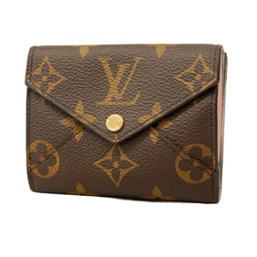 Louis Vuitton Monogram Portefeuille Celeste Tri-fold Wallet M81665 Brown Rose Ballerine Women's