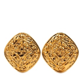 CHANEL Coco Mark diamond motif earrings, gold plated, women's