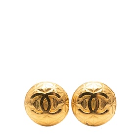 Vintage Chanel Coco Mark Round Earrings, Gold Plated, Women's, CHANEL