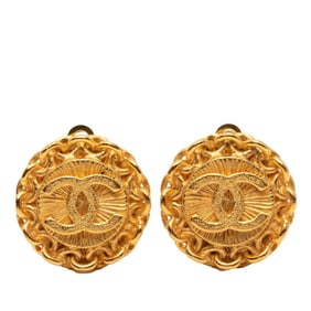 Vintage Chanel Coco Mark Earrings, Gold Plated, Women's, CHANEL