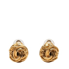 Chanel Coco Mark Round Earrings, Gold Plated, Women's, CHANEL