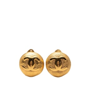 Chanel Coco Mark Round Earrings, Gold Plated, Women's, CHANEL
