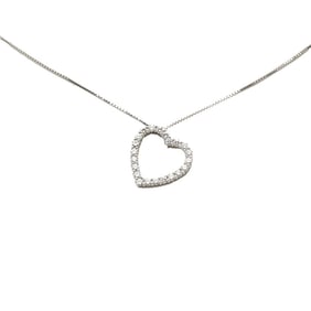 Gucci Heart Motif Diamond Pendant Necklace in 18K White Gold for Women