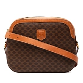 Celine Macadam Crossbody Shoulder Bag in Brown Leather for Women