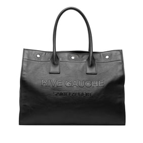 Saint Laurent Rive Gauche Tote Bag, Handbag 686266, Black Leather, Women's, SAINT LAURENT