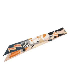 Hermes Hermès Twilly "Parade en Fanfare" Scarf/Muffler in Beige and Multicolored Silk for Women