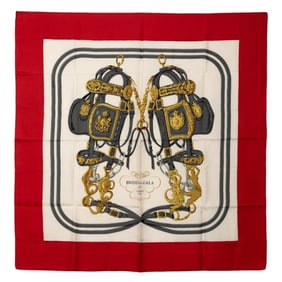 Hermès Carré 90 BRIDES de GALA Ceremonial Bridle Scarf Muffler Red Multicolor Silk Women's HERMES