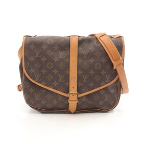 Louis Vuitton Saumur 35 Shoulder Bag, Coated Canvas and Leather, Monogram, Women's, Brown, M42254