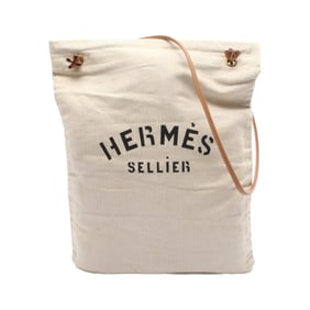 Hermes Hermès Aline GM Shoulder Bag, Leather Toile Chevron, Women's, Beige and Brown