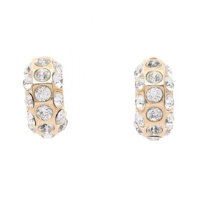 Christian Dior Dior Earrings, Gold Plated, with Rhinestones, Women's, and Clear
