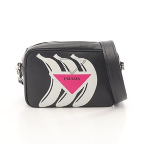 Prada PRADA Shoulder Bag Leather Women's Black White Pink