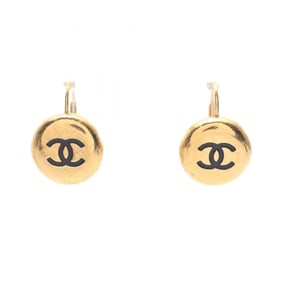 CHANEL Coco Mark Earrings, Gold Plated, Women's