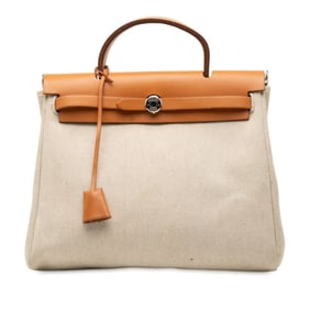 Hermès Air Bag PM Handbag Tote Beige Brown Toile H Leather Women's HERMES