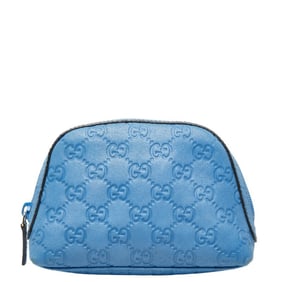 Gucci Guccissima Pouch 272366 Blue Leather Women's GUCCI