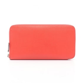 Hermes Hermès Azap Long Silk-in Round Wallet in Calfskin Leather (Cowhide) with Epsom Leather, Red,
