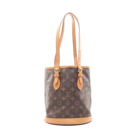 Louis Vuitton Bucket PM Handbag, Coated Canvas and Leather, Monogram, Women's, Brown, M42238