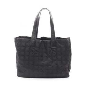 CHANEL New Travel Line MM Tote Bag, Leather, Nylon Canvas, Women's, Black, A15991