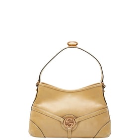 Gucci Interlocking G One-Shoulder Bag 114877 Beige Leather Women's GUCCI