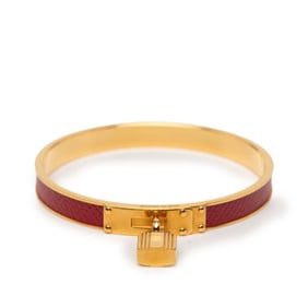 Hermes Kelly Bangle Cadena Motif in Gold and Red Plated Leather for Women
