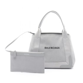 Balenciaga Navy Cabas S Tote Bag, Canvas and Leather, Women's, Gray, 339933