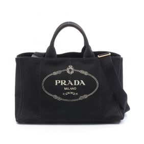Prada Canapa Tote Bag, Canvas, Women's, Black