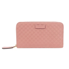 Gucci Women's Long Wallet, Microsienna Leather, Pink, 449391, Zip-Around, Logo