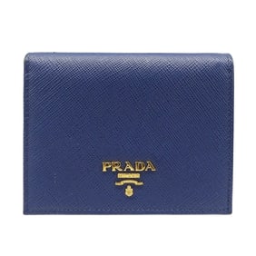 Prada PRADA Bi-fold Wallet for Men and Women, Saffiano Navy, 1MV204 Compact