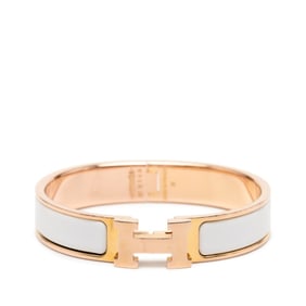 Hermes Click H PM Bracelet in Gold and White Plated for Women