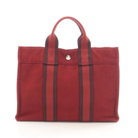 Hermes Hermès Four Tou PM Tote Bag, Canvas, Women's, Red and Bordeaux
