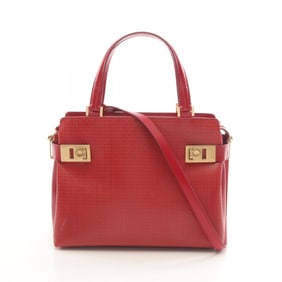 Salvatore Ferragamo Gancini handbag, leather, women's, red, 21 0167