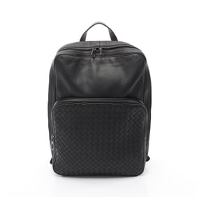 Bottega Veneta Intrecciato Leather Rucksack, Men's, Black