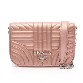 Prada Nappa Impunture Shoulder Bag, Leather, Women's, Pink, 1BP013