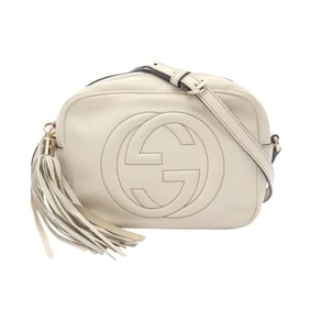 Gucci Soho Disco Bag with Interlocking G Shoulder Bag, Leather, White, Women's, 308364