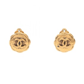 CHANEL Coco Mark Earrings, Gold Plated, Women's
