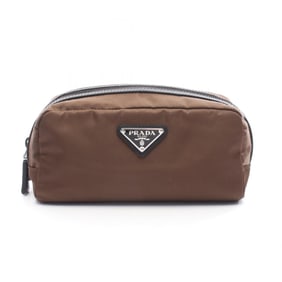 Prada PRADA Pouch Bag Nylon Leather Women's Brown Black