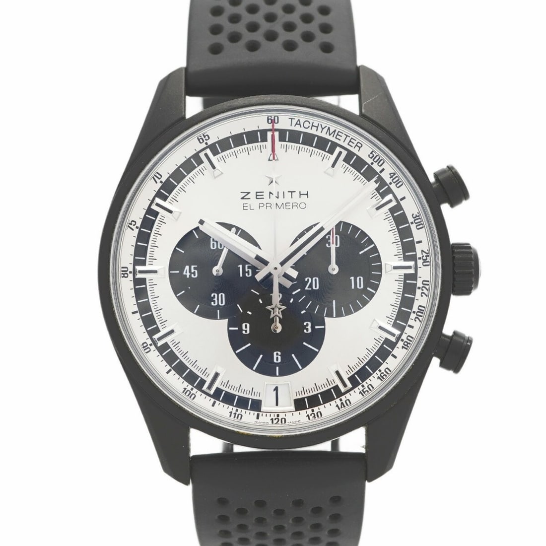Zenith El Primero 24.2041.400 Silver Dial Men's Watch: --- Catalog ---Category: SizeWrist Size: 22cm / 8.66''Case Diameter: 42mm / 1.65''Category: DesignType: WristwatchGender: MenColor (Dial): SilverMaterial (Band): RubberCategory: GeneralMPN: 24.2041.40