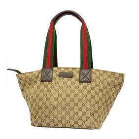 Gucci GG Canvas Sherry Line Handbag 131230 Brown Women's