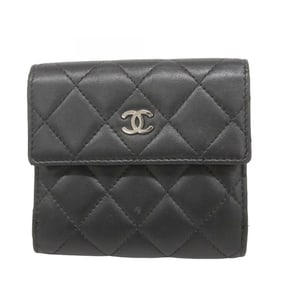 Chanel Matelasse Wallet, Lambskin, Black, Women's