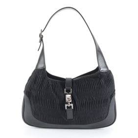 Gucci Jackie 001-3306 Leather Shoulder Bag, One-Shoulder, Silver Hardware, Black, Women's