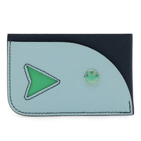 HERMES Poisson card case, business holder, pass fish motif, Chevre Mysore, blue navy, Zephyr, B